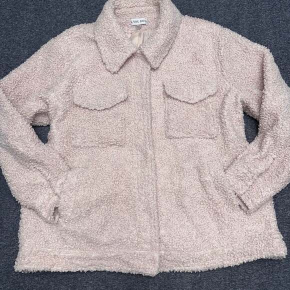 Knox Rose Women's XXL Teddy Sherpa Boucle Trucker Jacket Oatmeal - Picture 10 of 16